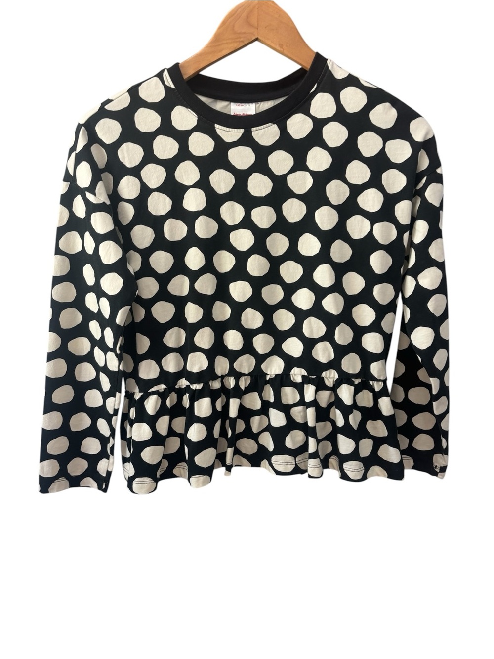 Hanna Andersson Black and White Polka Dot Peplum Size 12 US 150 CM Long Sleeve‎